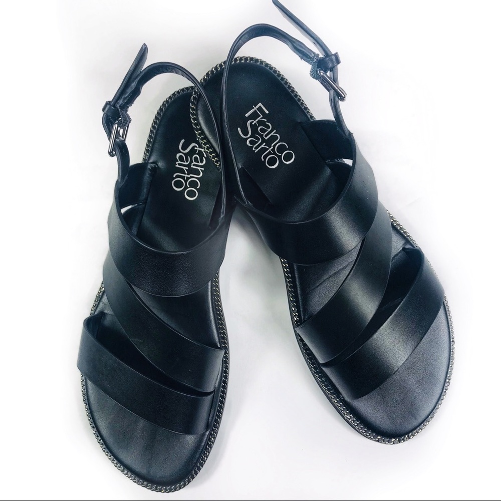 Franco Sarto Kelso Black Leather Sandal - Picture 1 of 8